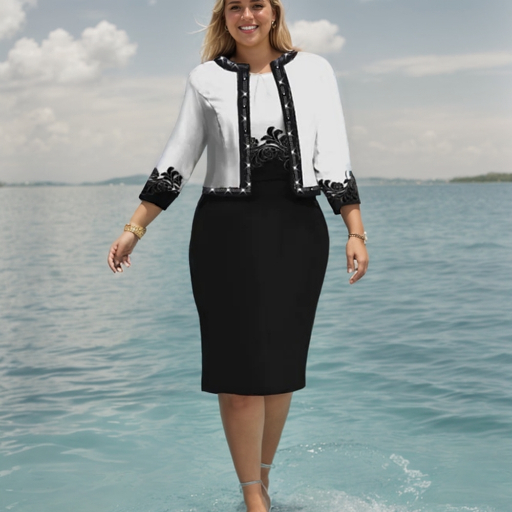 Blue Knee-Length Pencil Skirt for Resort Wear